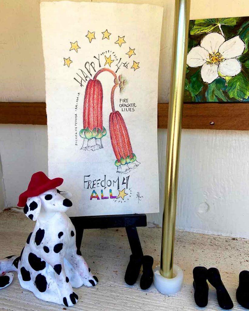 Fire Cracker Lily Art in Little Free Firehouse Gallery, Westhaven